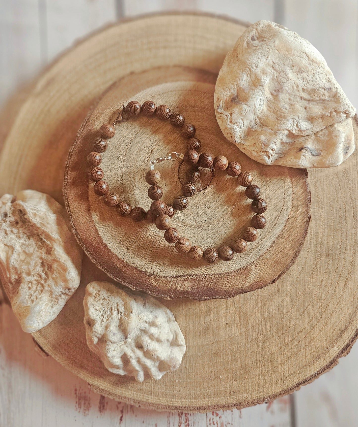 Striped Wood Bead Bracelet