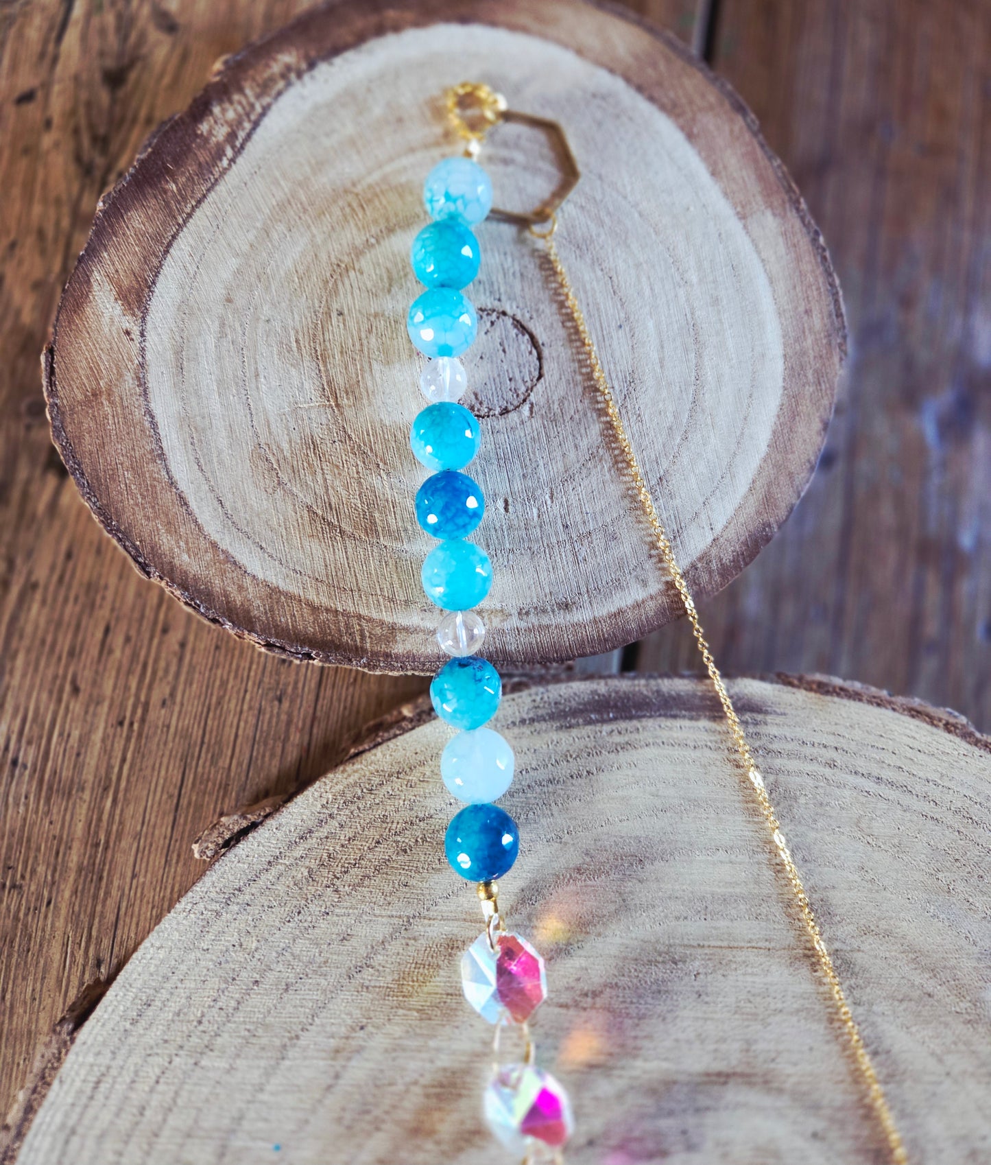 Blue Faceted Agate Suncatcher