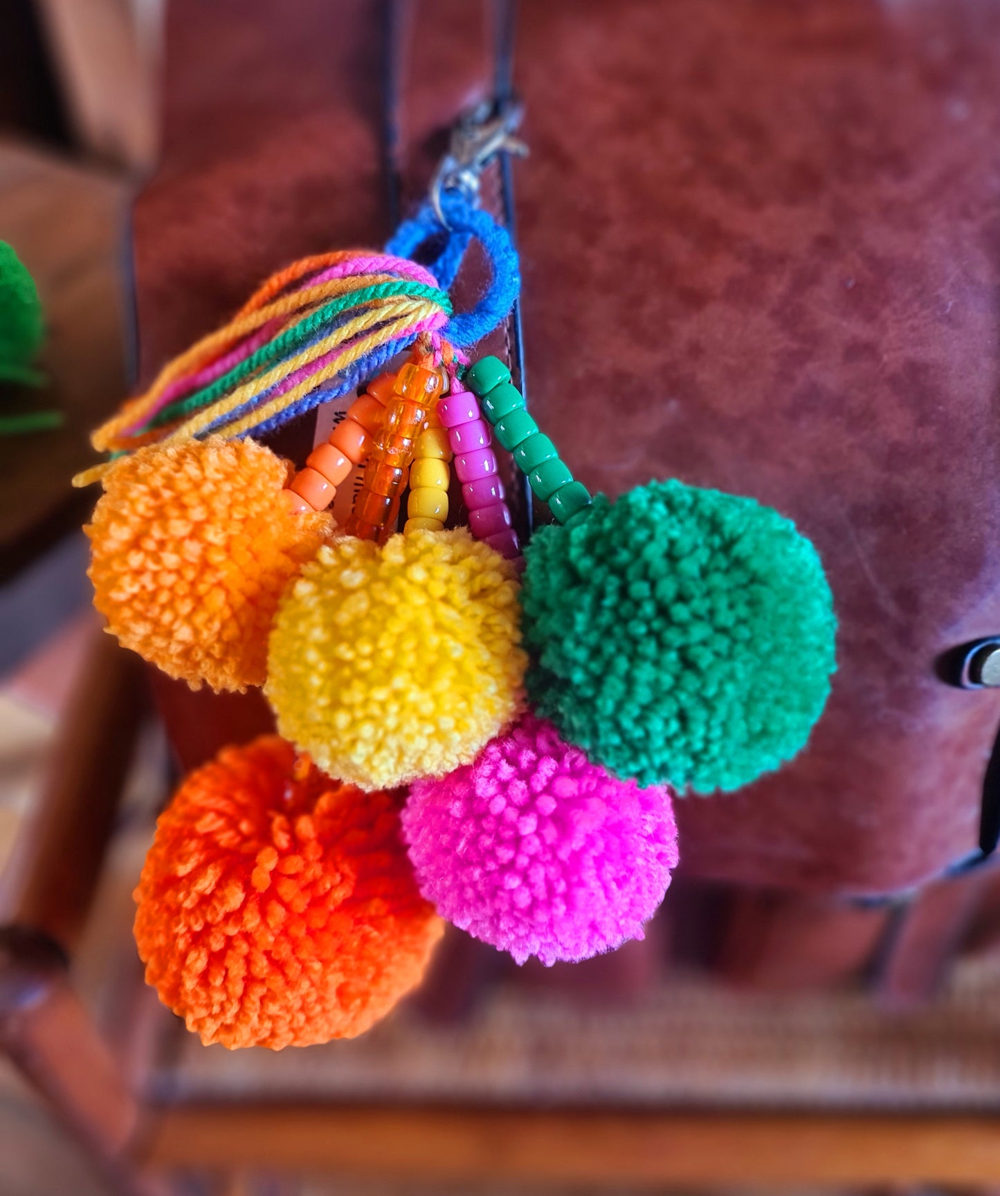 Wool Pom Pom Keyrings