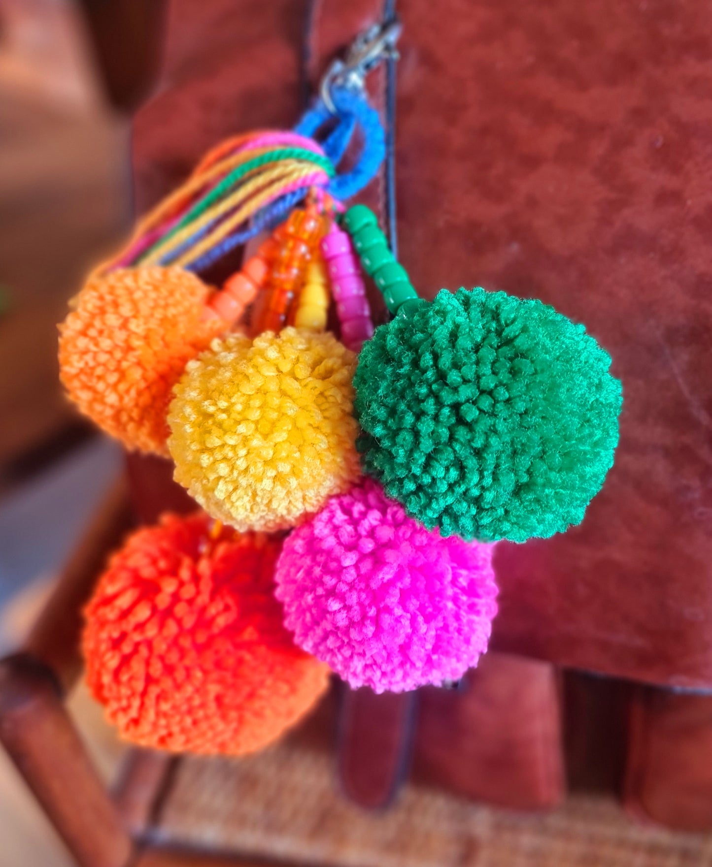 Wool Pom Pom Keyrings
