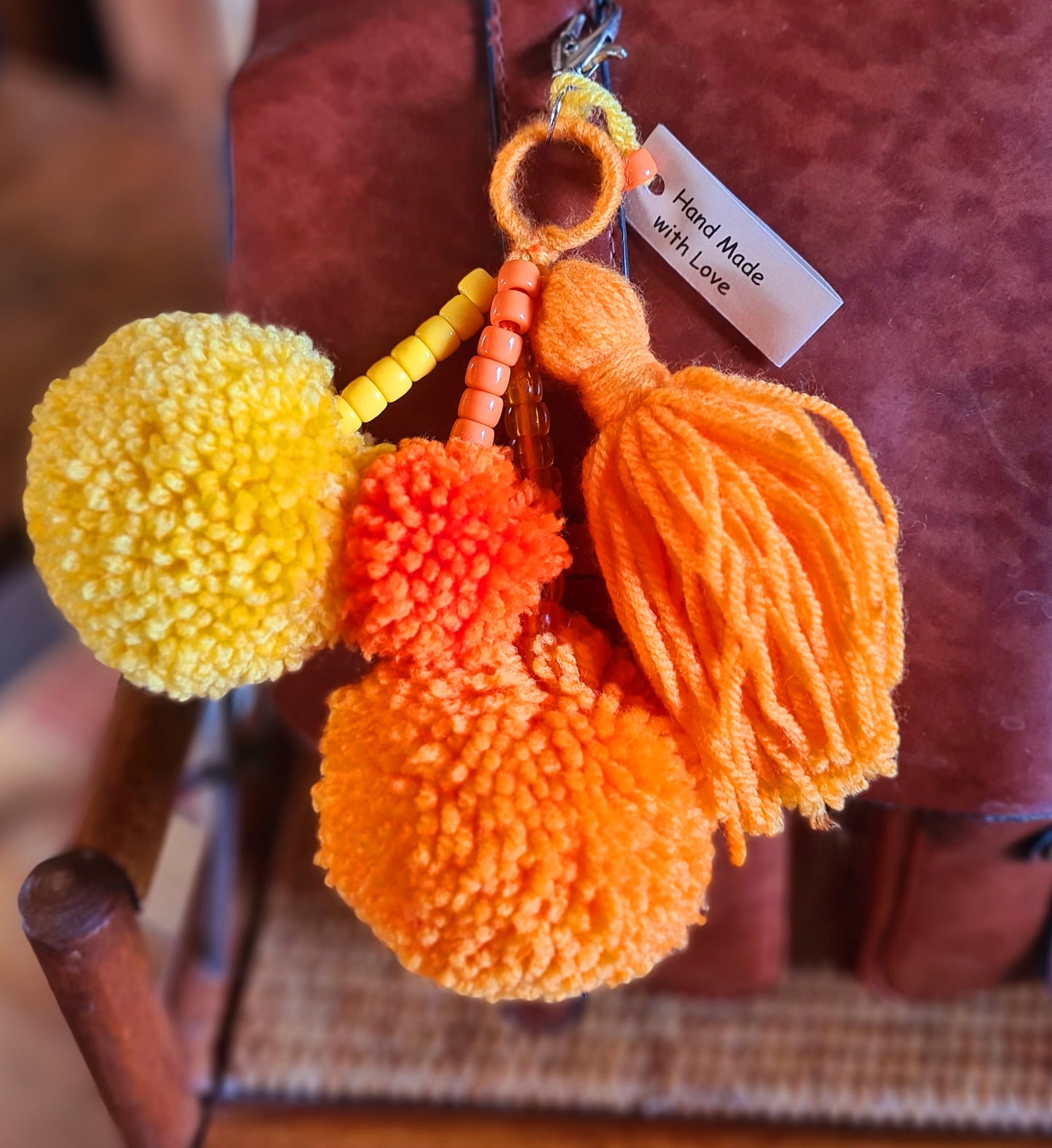 Wool Pom Pom Keyrings