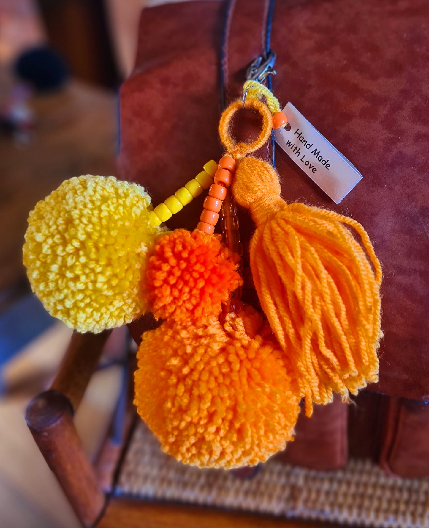 Wool Pom Pom Keyrings