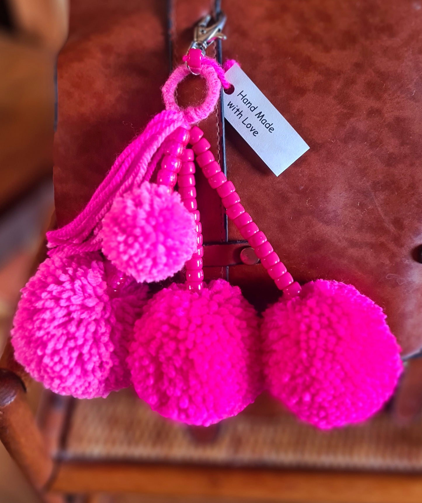 Wool Pom Pom Keyrings