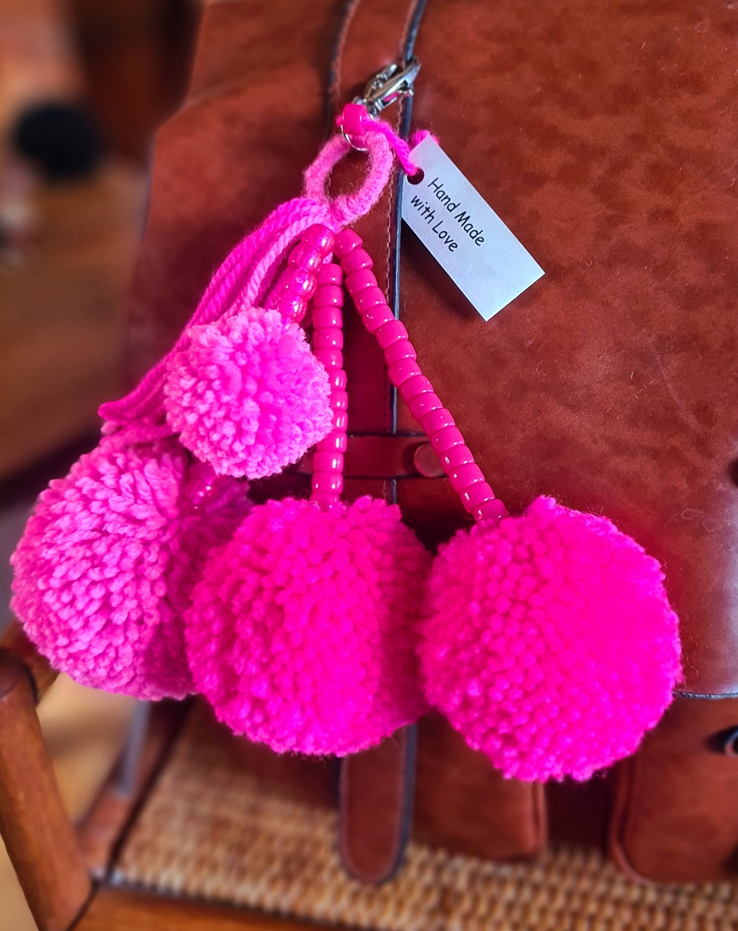 Wool Pom Pom Keyrings