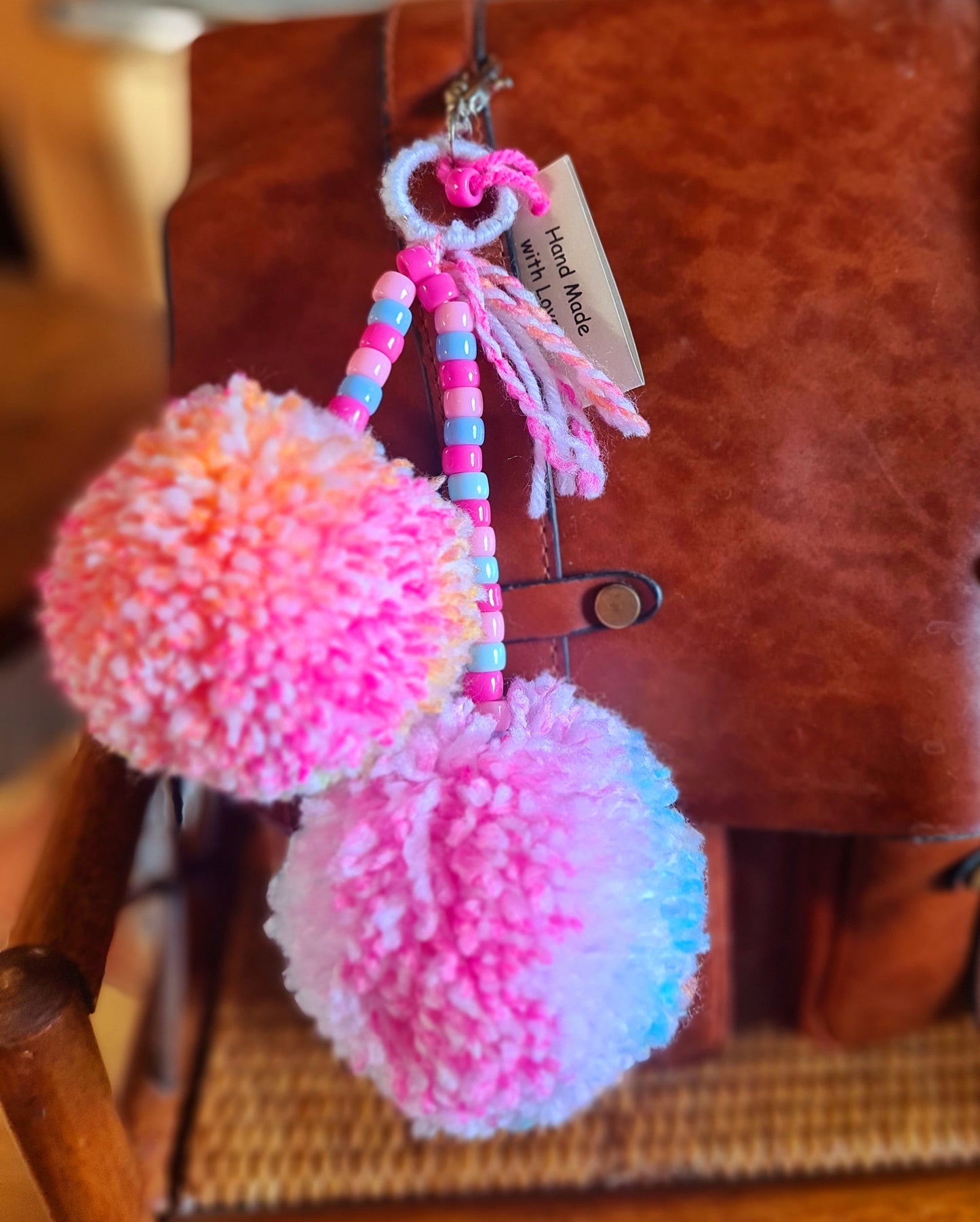Wool Pom Pom Keyrings