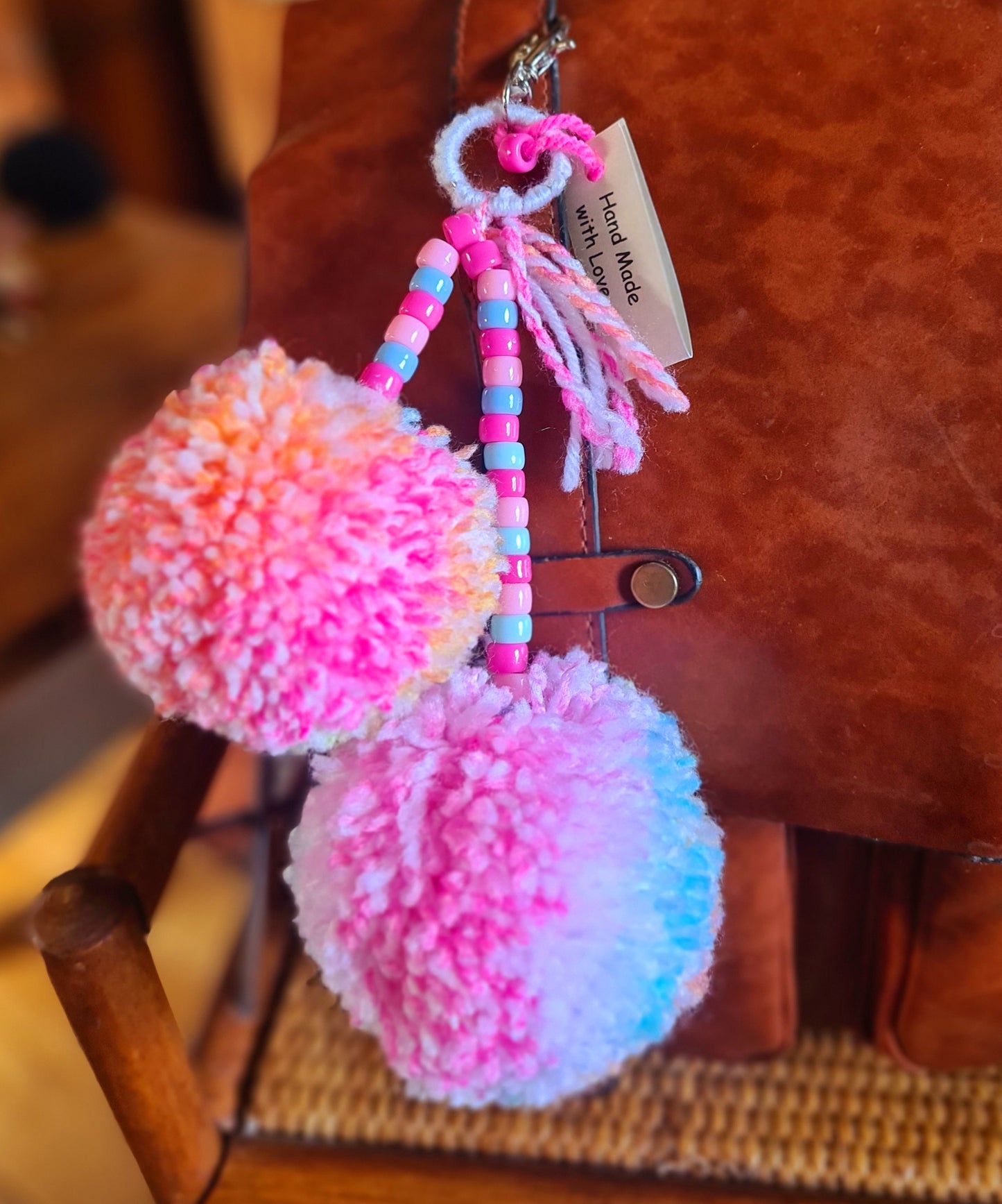 Wool Pom Pom Keyrings