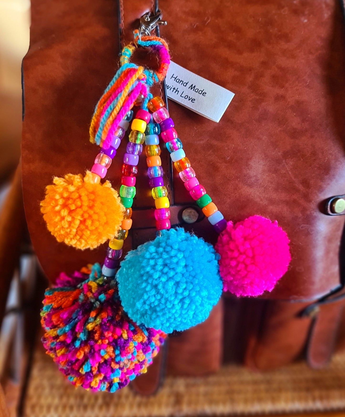 Wool Pom Pom Keyrings