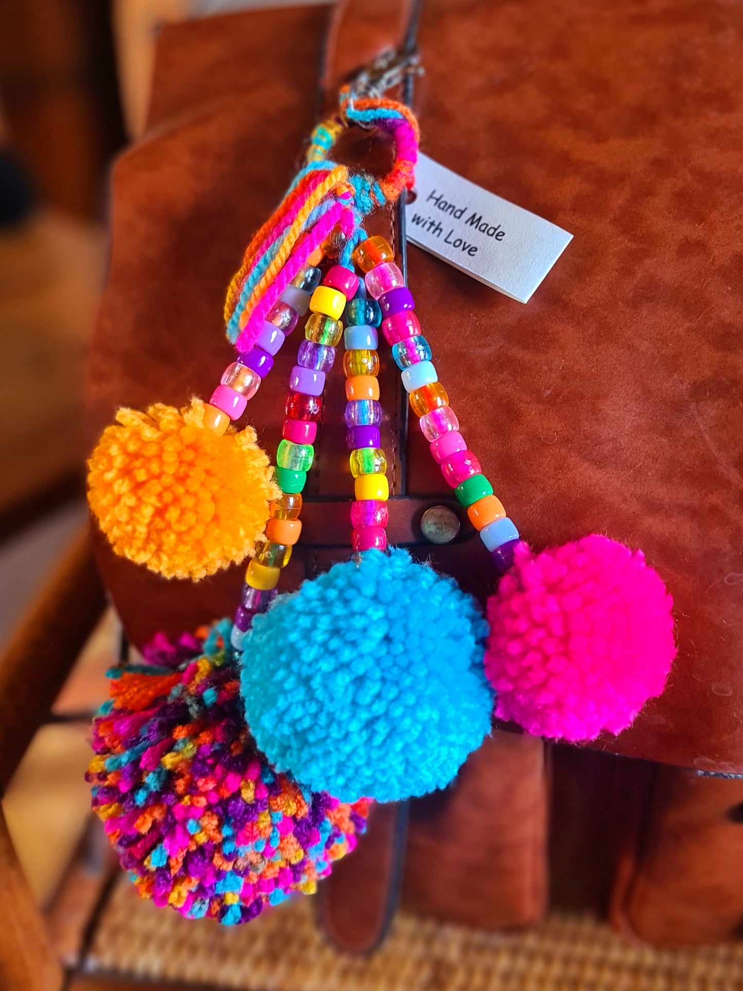 Wool Pom Pom Keyrings