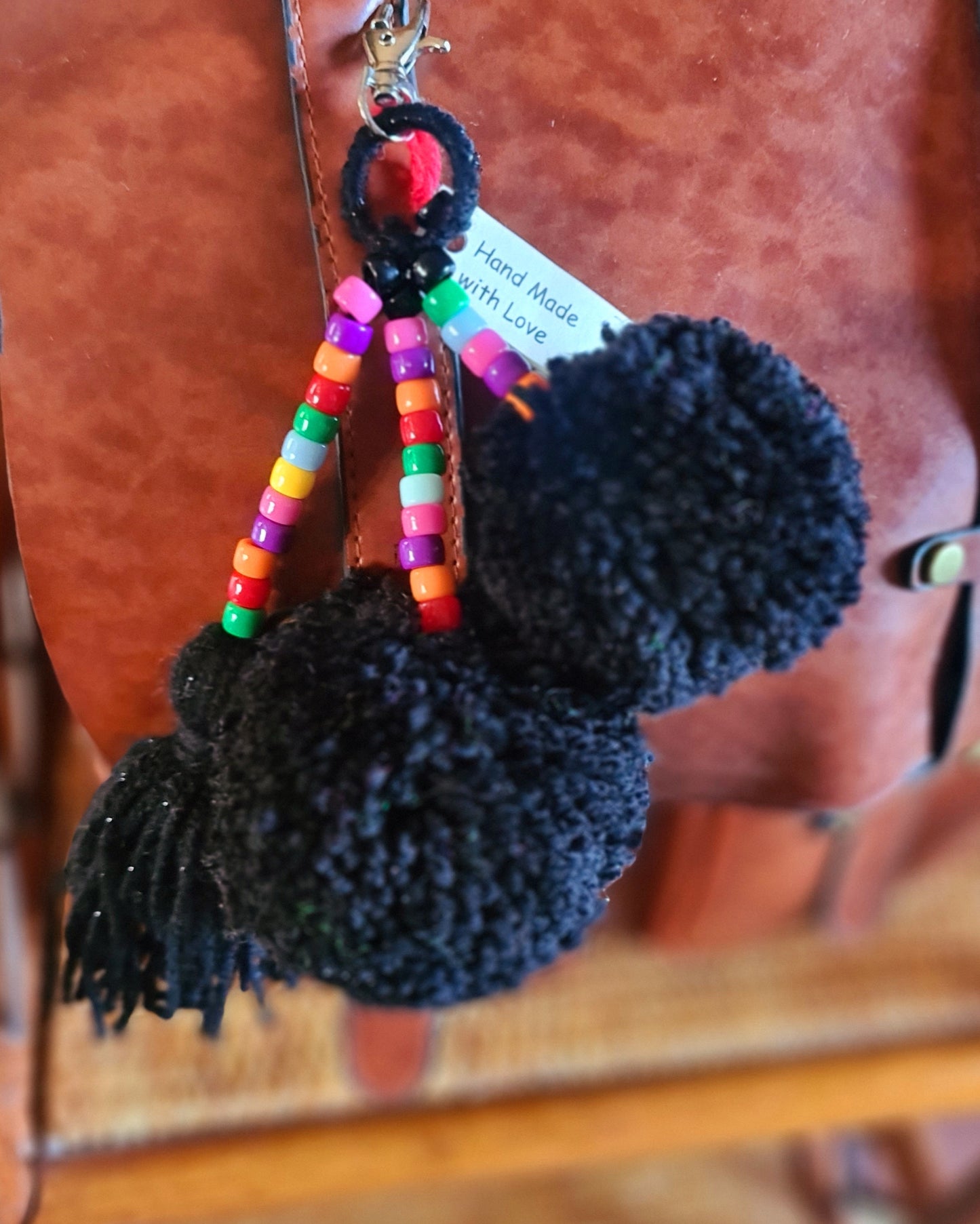 Wool Pom Pom Keyrings