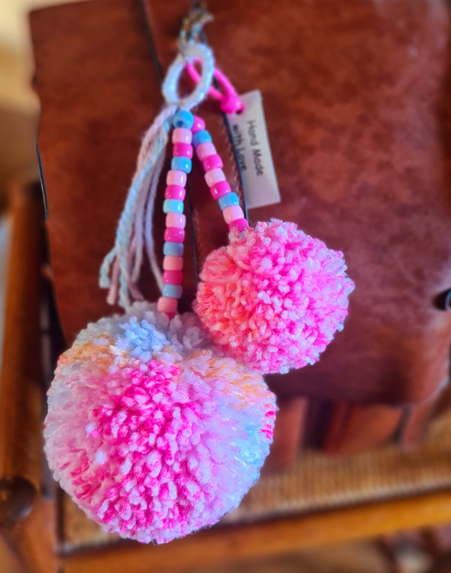 Wool Pom Pom Keyrings