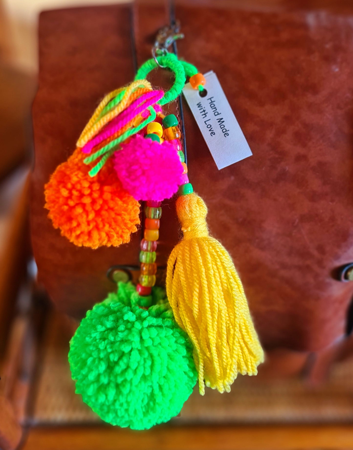 Wool Pom Pom Keyrings