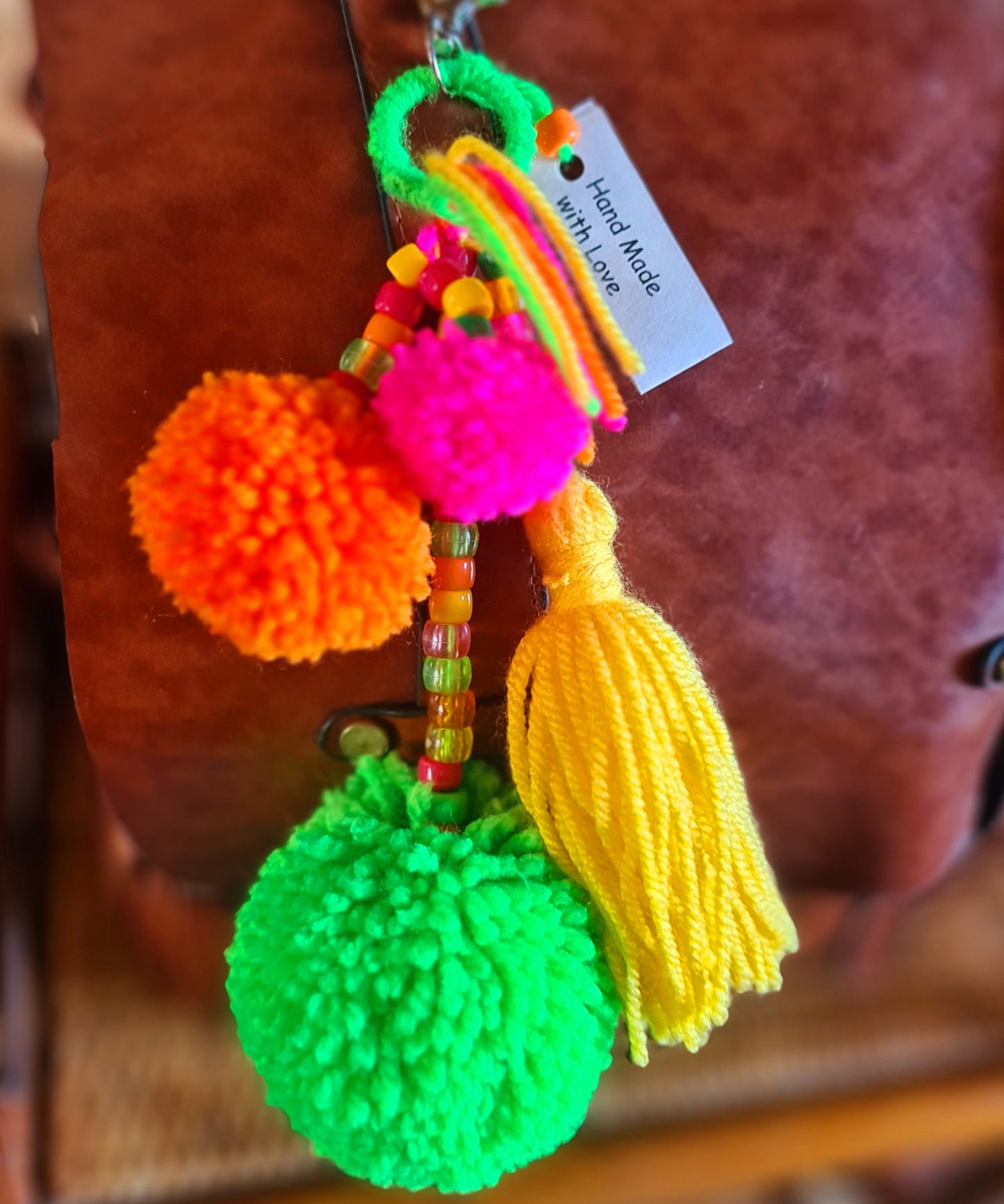 Wool Pom Pom Keyrings