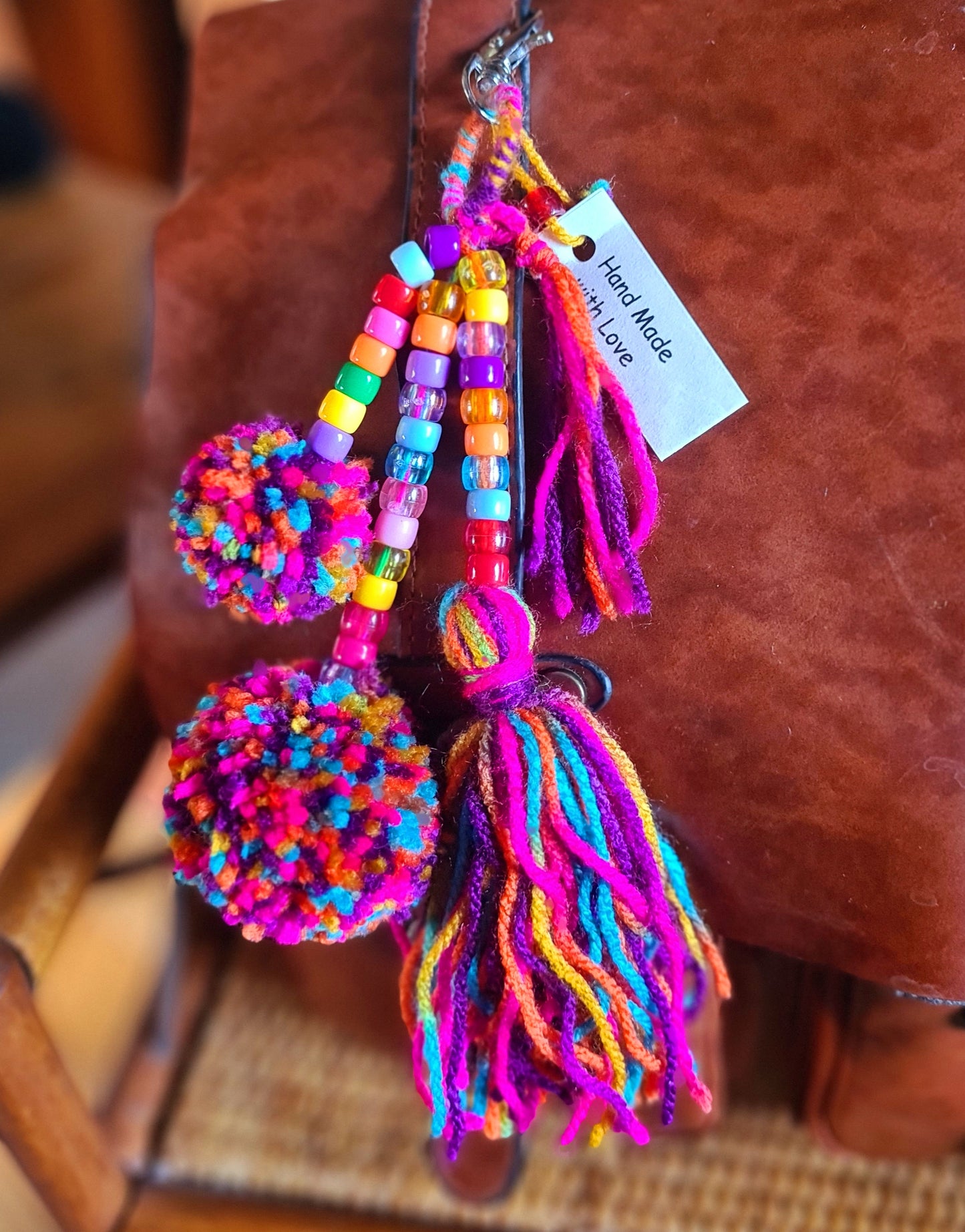 Wool Pom Pom Keyrings