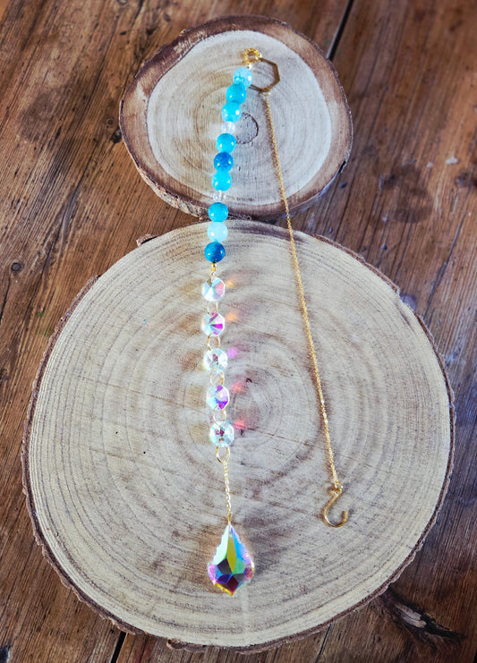 Blue Faceted Agate Suncatcher